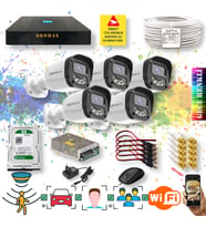 5 Kameralı Set - Yapay Zeka Özellikli Gece Renkli Gösteren 5MP SONY Lensli 4 Ultra Warm Ledli FULLHD Güvenlik Kamerası Seti 2304W-9008