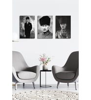 Atatürk Tablosu 3 Lü Set Duvar Tablosu
