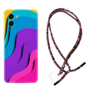 Vivo Y15S Y32 Y33S Y51 Y53S Kılıf Boyun Asklı Rasta Silikon Renk Cümbüşü 1631