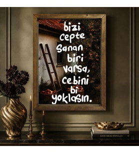 BK Gift Vintage Klasik Sanat Esprili Sözlü Masif Ahşap Çerçeveli Dekoratif Tablo - 42