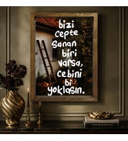 BK Gift Vintage Klasik Sanat Esprili Sözlü Masif Ahşap Çerçeveli Dekoratif Tablo - 42