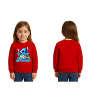 Unisex Stitch Baskılı Çocuk Swaetshirt 3 İplik Şardonlu (Kırmızı)