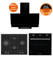 Ferre ve AFM Tech MARKA IQ 8 prog. Turbolu Siyah Dijital Ankastre Set (ED075-WFA wok+FM7700+FM3250)
