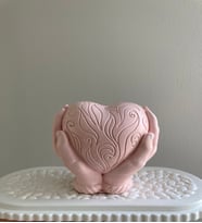 Kahverengi  Pembe  Beyaz Kalbim Seninle Aşkım Dekoratif Masa Süsü (Pembe)