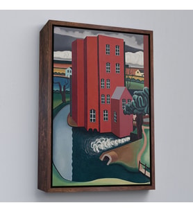 Çerçeveli Auguste Herbin - Kırmızı Ev Tablosu -The Red House (Kahverengi)