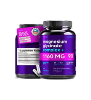 THİNBİ Magnesium Chelated Glycinate 1160mg + Aloe Vera, D3 K2 Complex 90 Capsules - High Absorption.
