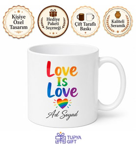 Love Is Love Temalı Aşk Aşktır İngilizce Kupa Bardak Hediye