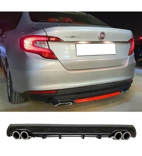 Fiat Egea Sedan Siyah Difüzör Çiftli Yuvarlak Egzoz Görünümlü D Tip Difizör