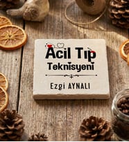 Kişiye Özel Acil Tıp Teknisyeni Bardak Altlığı Tıp Bayramı Hediyesi (Krem)