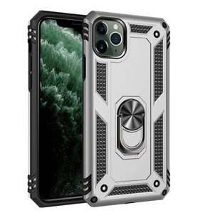 Newface Apple iPhone 11 Pro Max Kılıf Sofya Yüzüklü Silikon Kapak - Gümüş