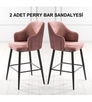 2 ADET PERRY ADA MUTFAK VE BAR SANDALYESİ - BAR TABURESİ - SİLİNEBİLİR BABYFACE KUMAŞ - METAL AYAK