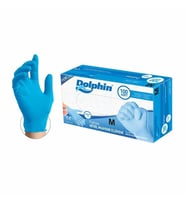 Dolphin Tek Kullanımlık Lateks Mavi Pudrasız Nitril Muayne Eldiveni Medium Orta Boy - 100'lü Paket