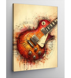 Kanvas Tablo Renkli Elektro Gitar
