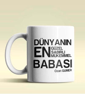 Kişiye Özel Dünyanın En En En Babası 2 Temalı Beyaz Kupa Bardak