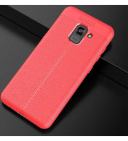 Samsung Galaxy A8 2018 Kılıf Deri Tarzı Niss Silikon Case (Kırmızı)