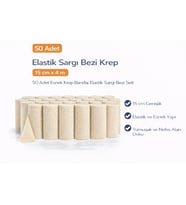 Elastik Sargı Bezi Krep 15 Cm X 4 M 50 Adet Esnek Krep Bandaj Elastik Sargı Bezi Seti
