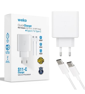 Weko WK-21440 S11-C 25 Watt Telefon Şarj Başlık Adaptörü + Type-C To Type-C Kablo