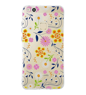 Huawei P10 Lite Uyumlu Kapak Flowers Tasarımlı Şeffaf Silikon Kılıf