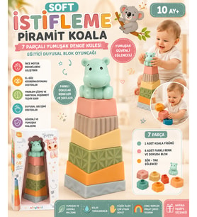 Soft İstifleme Piramit Koala 7 Parçalı Yumuşak Denge Kulesi Eğitici Duyusal Blok Oyuncağı
