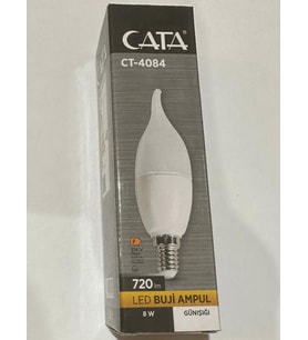 Cata CT-4084 8W 3200K (Günışığı) E14 Duylu Led Kıvrık Buji Ampul
