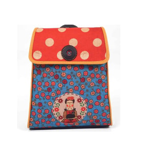 Frida Mavi Figürlü Kapaklı Sırt Çantası Etnik Bohem Style - SİYAH