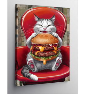 Kanvas Tablo Çiz burger Sever Kedi