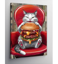 Kanvas Tablo Çiz burger Sever Kedi