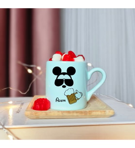 Mickey Mouse Tasarımlı Kişiye Özel Yeşil Türk Kahvesi Fincanı