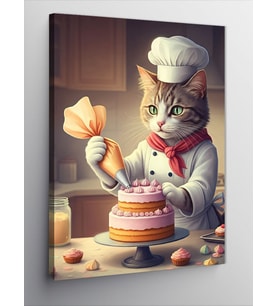Kanvas Tablo Pasta Ustası Kedi