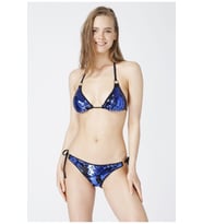 Siyah Mavi Payetli Üçgen Bikini Takımı