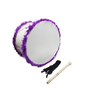 Kına Davulu Kırmızı Ledli (Pilsiz) Mor Tüylü 50 Cm