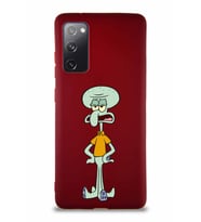 Samsung Galaxy S20 FE Soft Premier Kapak Squidward Dokunaç Tasarımlı Silikon Kılıf - Mürdüm (Şeffaf)