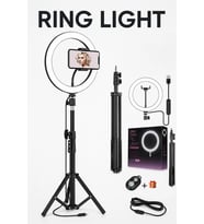 Kumandalı Youtube Tiktok Çekim 3 Işıklı Telefon Tutucu Makyaj Işığı Ring Light 10Inç+2.1M Tripod