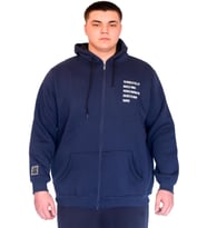 Mode XL Büyük Beden Erkek Kapüşonlu Sweatshirt Fermuarlı 3 İp BRONX U24560 İndigo