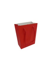 İp Saplı Karton Çanta Minik Boy Düz Renk 13.8X10X5 CM (25 Adet)   Kırmızı