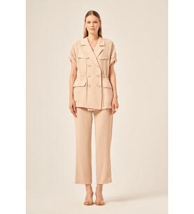FTZ Women Kadın Krep Pantolonlu Takım Beige 31173
