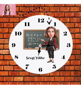 Canım Öğretmenim Matematik Öğretmeni Karikatürlü İsimli Kişiye Özel Saat