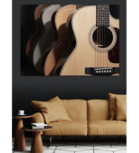 Yakın Çekim Akustik Gitar Dekoratif Kanvas - Mdf Ahşap Tablo