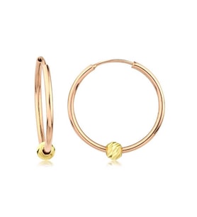 Dorikalı Pembe Altın Halka Küpe (Çapı: 2.1cm)