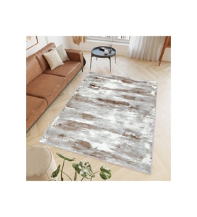 Rovigo Home Dijital Baskı Yıkanabilir Kaymaz Taban Salon Halısı RVG0412 (Kahverengi)