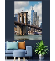 New York Brooklyn Köprüsü Manzarası Dekoratif Kanvas - Mdf Ahşap Tablo