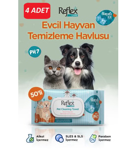 Reflex Care Alaçatı Ice Kokulu Kedi ve Köpekler için Çok Amaçlı Temizleme Mendil