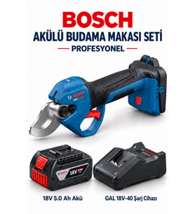Bosch Profesyonel Akülü Budama Makası Seti Budam Makası Dal Budama Güçlü Çene Yapısı 32 Mm