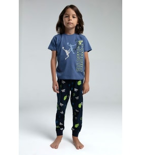 Roly Poly 3530 Garson Erkek Çocuk Bisiklet Yaka Kısa Kollu Pijama Takım