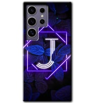 Galaxy S24 Ultra Kılıf HD Desen Baskılı Kılıf - Dark Neon Yaprak J Harfi