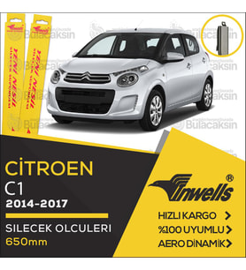 İnwells Muz Silecek Takımı Citroen C1 2014-2017 ile uyumlu (Siyah)