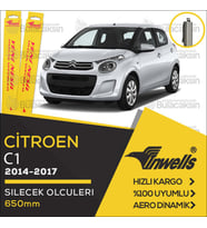 İnwells Muz Silecek Takımı Citroen C1 2014-2017 ile uyumlu (Siyah)
