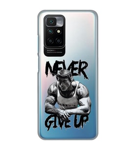 Redmi 10 2022 Uyumlu Arnold Fitness Never Give Up Desenli Şeffaf Telefon Kılıfı