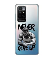 Redmi 10 2022 Uyumlu Arnold Fitness Never Give Up Desenli Şeffaf Telefon Kılıfı