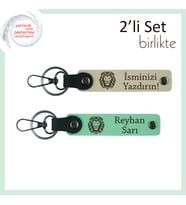 Aslan Temalı Erkek Tarzına Güç Katacak Tasarım, Kişisel Anahtarlık Seti, Sütlü Kahve-Açık Yeşil